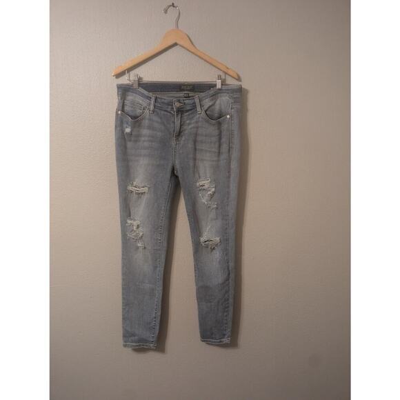 Judy Blue Womens Light‎ Wash Distressed Skinny Jeans Size 32 Blue Grunge Rocker - Picture 1 of 11